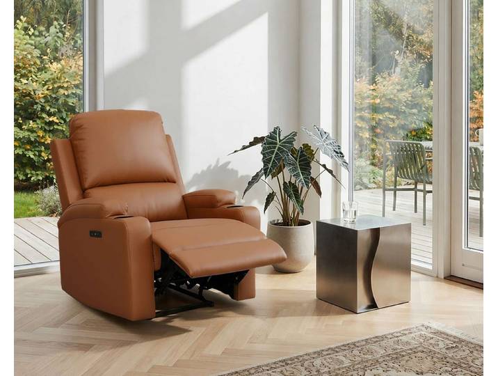 OTTO home Relaxsessel NAPORI Lederoptik, Kinosessel, Multimedia-Sessel, TV-Sessel mit manueller u elektrischer Relaxfunktion u. Getränkehalter