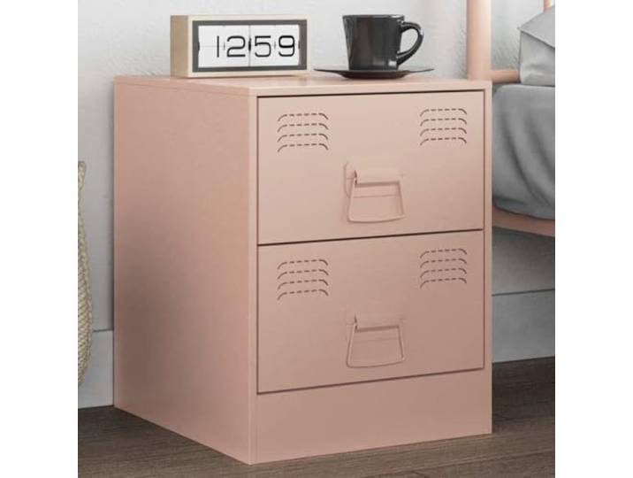 HEFZGDB Nachttisch Rosa 34,5x39x44 cm Stahl mit praktischem Stauraum und langlebigem Design für Schlafzimmer Wohnzimmer