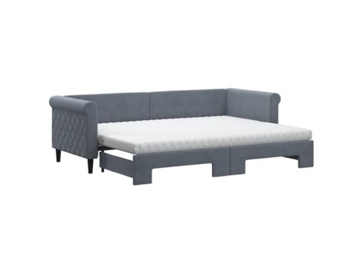 Makastle Tagesbett Ausziehbar Dunkelgrau Samt 80x200 cm 2 Schaumstoffmatratzen