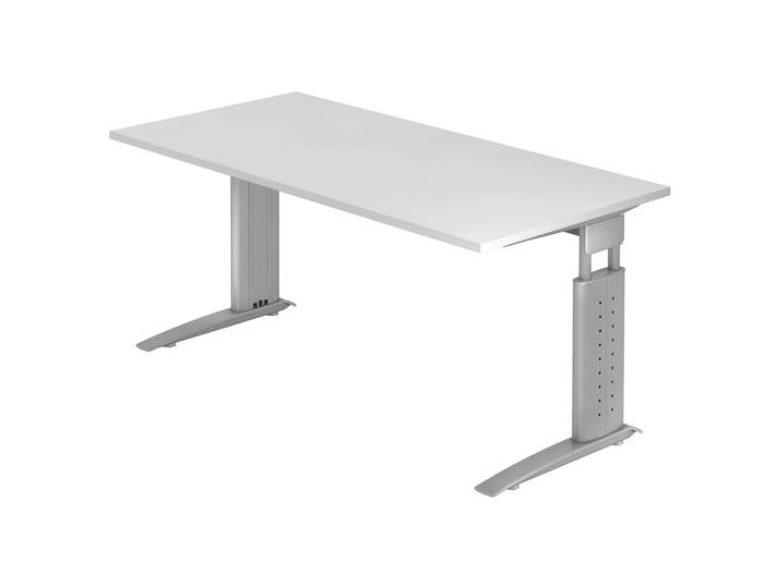 UNDA 16 S Schreibtisch 160 x 80 höhenverstellbar Weiß/Silber