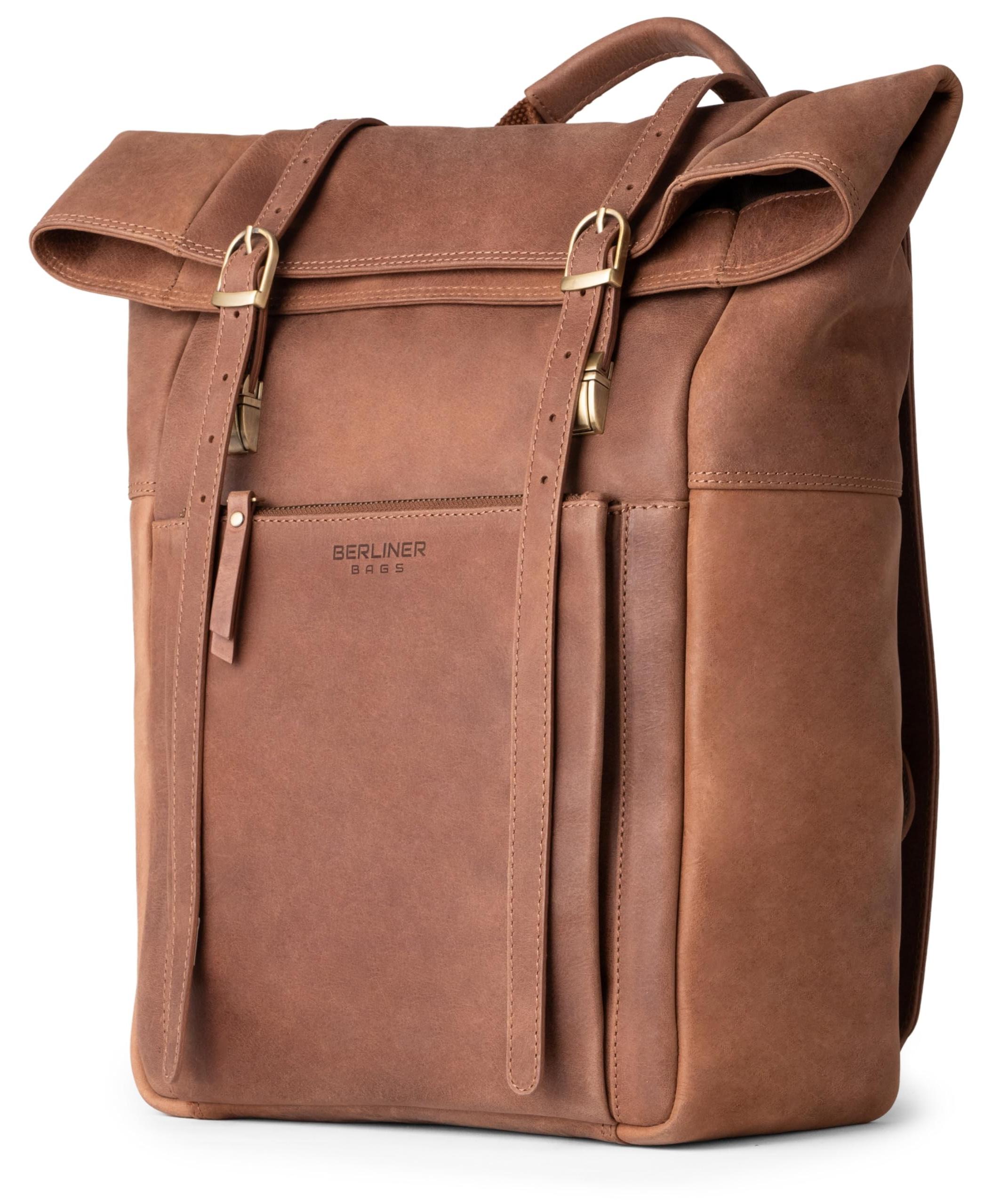 Premium Rucksack aus echtem Vollnarbenleder mit Laptopfach