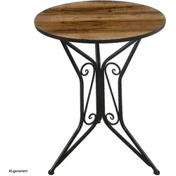 HTI-Living, Gartentisch + Balkontisch, Gartentisch Metall Schwarz Holzoptik (55 x 68 cm)