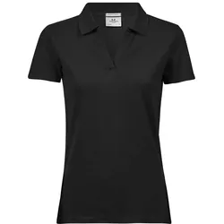 Tee Jays Damen V-Ausschnitt Luxury Stretch Piqué Polo 1409 black L