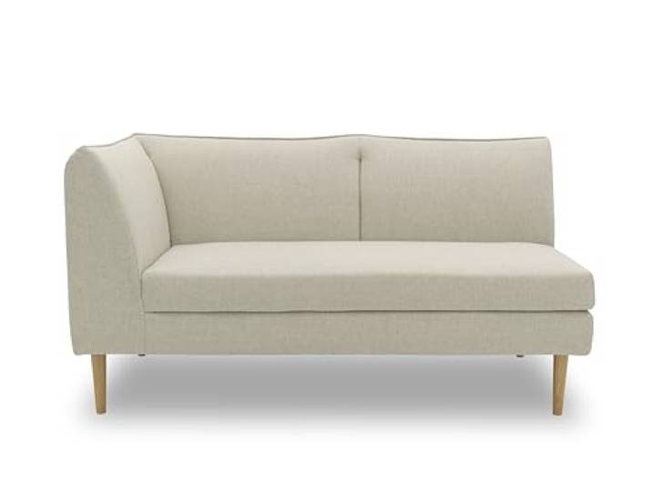 DOMO. collection Outdoor Chaiselounge Juist, Holzfüße, beige Chaiselounge links mit hochwertigen Holzfüßen für entspanntes Outdoor-Wohnen, 159 x 82 x 82 cm (BxTxH)