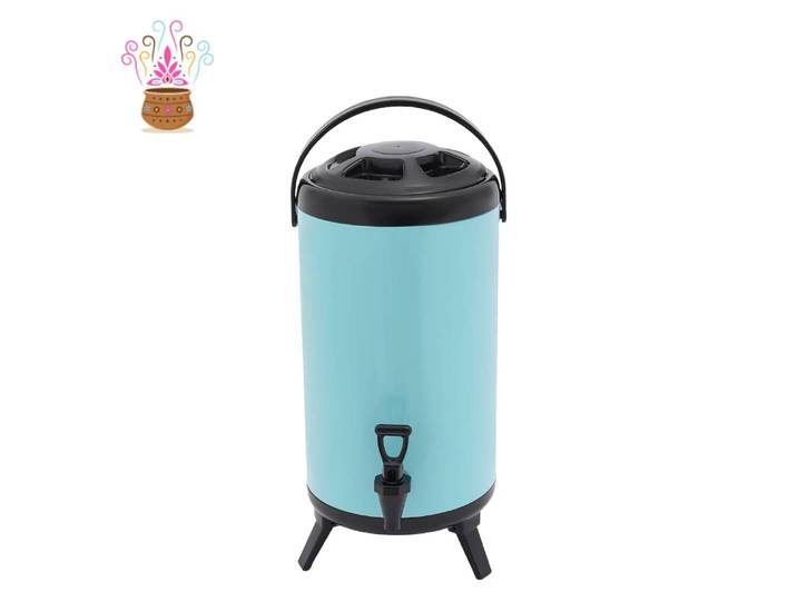 Distributeur de boissons, baril isotherme en acier inoxydable bleu de 12 L, distributeur d'eau et de café avec robinet, distributeur de boissons