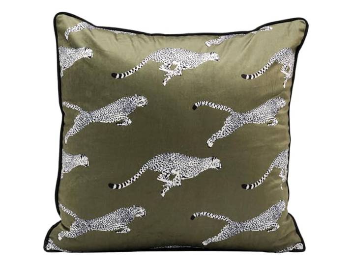 Kare Design Chetahs Kussens Hardlopen, 45 x 45 cm, groen, modern, sierkussen, decoratief, handgemaakt, met ritssluiting, slaapkamer, woonkamer, voor banken of banken