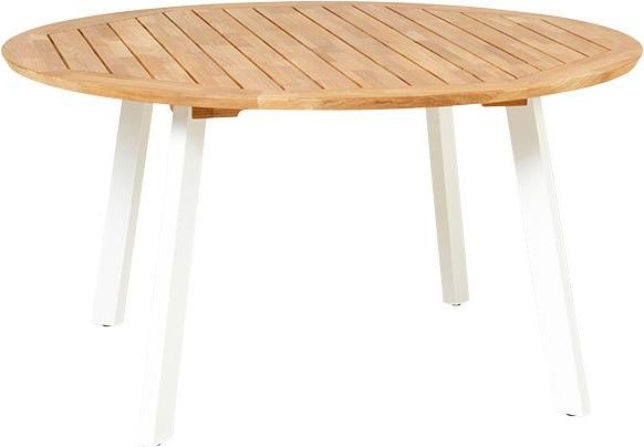 Diana Mosaic Tisch Rund Durchmesser 145 cm aus Teakholz Natur Beine Alu Weiß