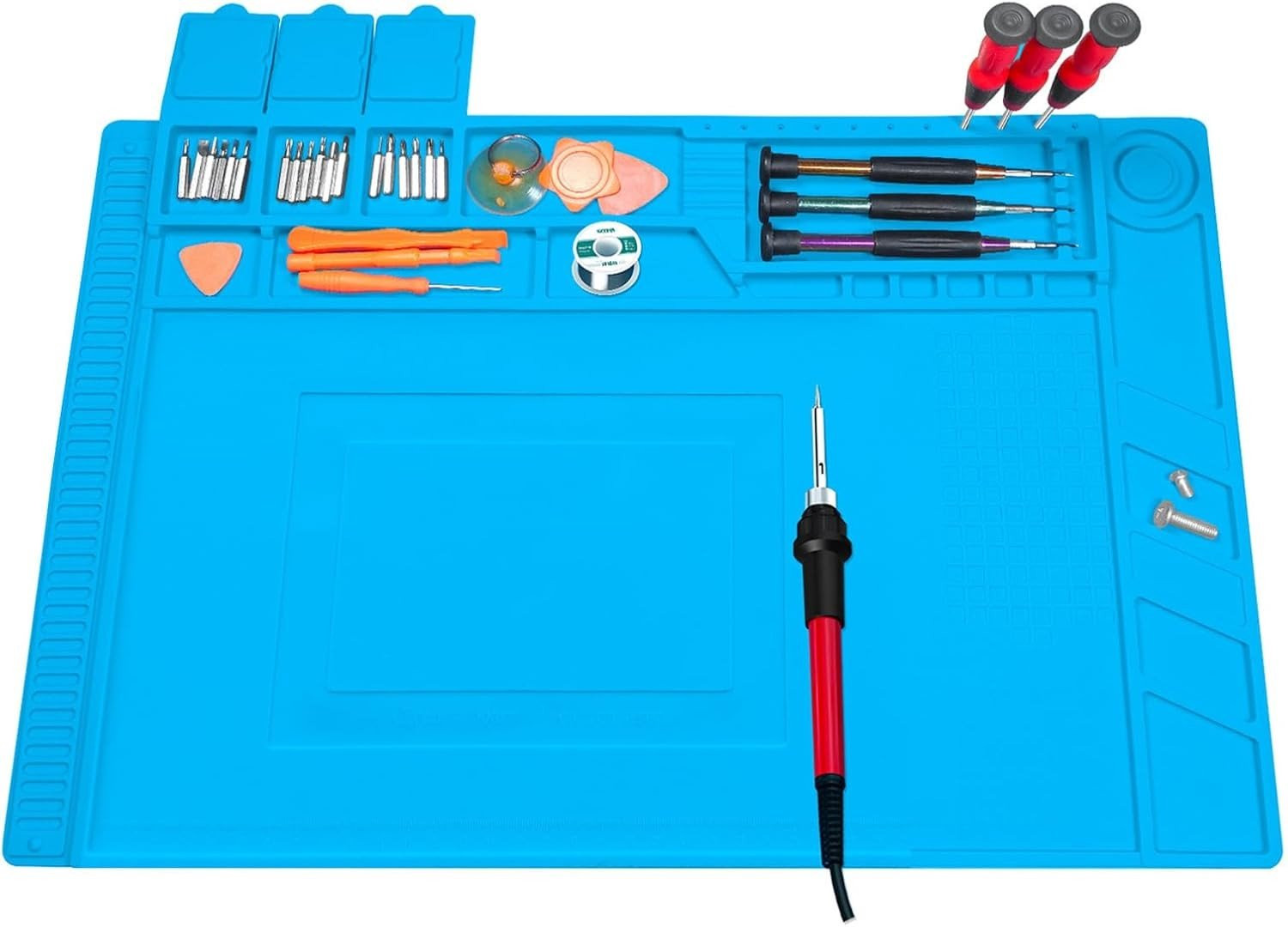 Hittebestendige Siliconen Soldermat voor Elektronica Reparatie - Antislip Magnetische Werkmat - Breedte: 45 cm, Diepte: 30 cm