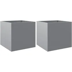 Helloshop26 - Hochbeet-Pflanzkasten für Pflanzen Blumen Garten Terrasse 2er-Set silber 49 x 47 x 46 cm verzinkter Stahl Silber 02_0039013