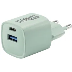Technaxx 2er-Set 30W GaN Mini Schnellladegerät grün: 6-mal schnelleres Laden, USB C & A Netzteil - Leistungss (30 W, 2 Ports), USB Ladegerät, Grün