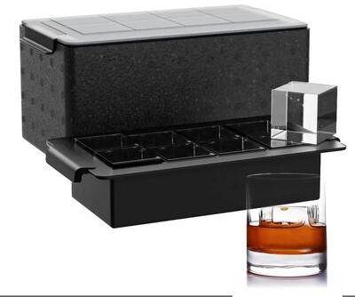 Uplift Treasures Clear Square Ice Cube Tray For Whiskey 8 Cubes