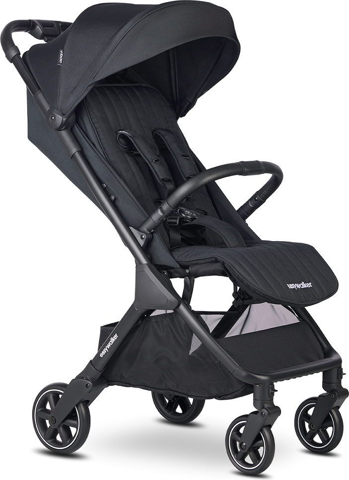 Easywalker Jackey² Buggy, Für Kinder von 0-22 kg, Leichtgewicht, Automatisch faltbar, Einzigartiges Zubehörsystem, Inklusive Regenschutz, Autositz kompatibel - Mitternachtsschwarz