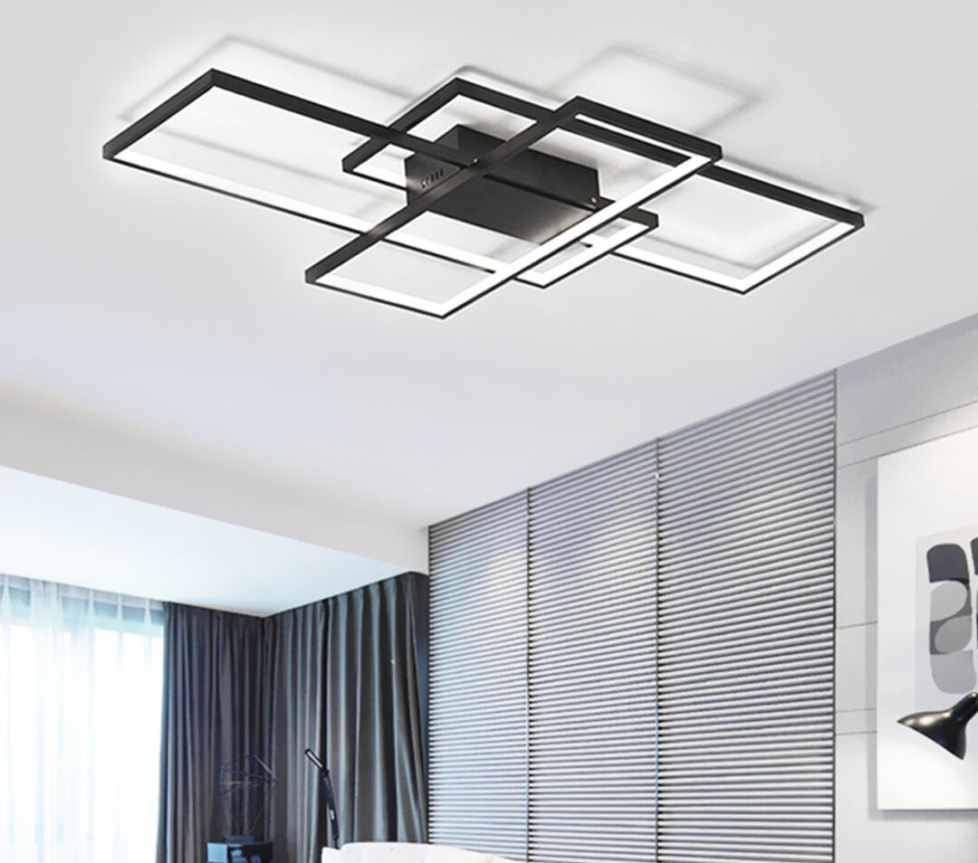 Blue Elephant Arlyn 3 - Light Rectangle Acrylic LED Flush Mount Matte Black 8cm H x 90cm W x 50cm D