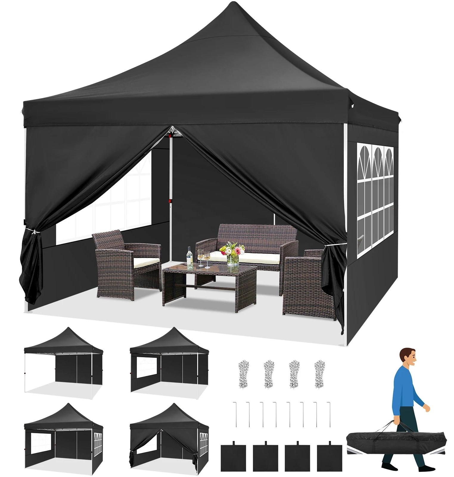 Faltbarer Partyzelt - Faltzelt - Überdachung - Gartenpavillon - 3x3 Meter - Wasserdichtes Oxford-Material - Verstellbare Höhe