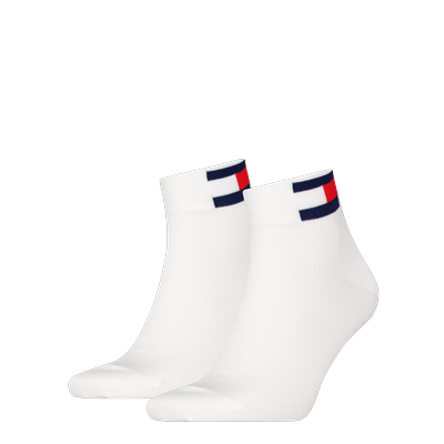 Kurzsocken TOMMY HILFIGER "TH UNI TJ QUARTER 2P FLAG", Damen, Gr. 35-38, weiß, Baumwollmischung, Socken, Verstärkte Ferse und Spitze für zusätzliche Strapazierfähigkeit