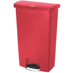 Treteimer Rubbermaid Slim Jim Kunststoff rot 68 L Tretabfallbehälter mit Pedal an der Breitseite