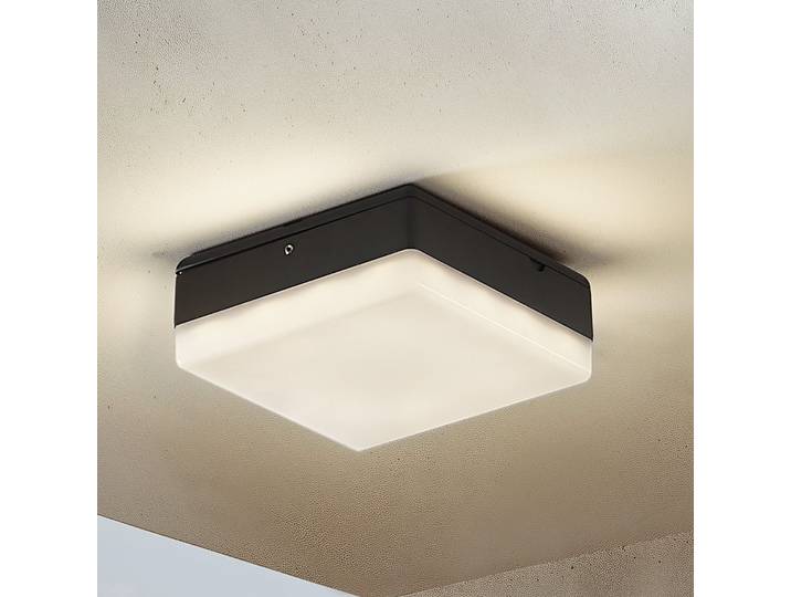 Thilo LED d’extérieur Plafonnier w/Sensor Grey - Lucande - Terrasse - Moderne - Plastique - Angulaire