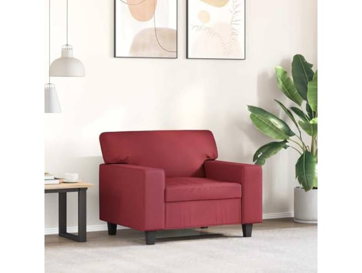 KTHLBRH Roter Sessel Weinrot 60 cm aus Kunstleder Gestell aus robustem Metall, Schaumstoff, maximale Belastung 110 kg, 94 x 77 x 80 cm