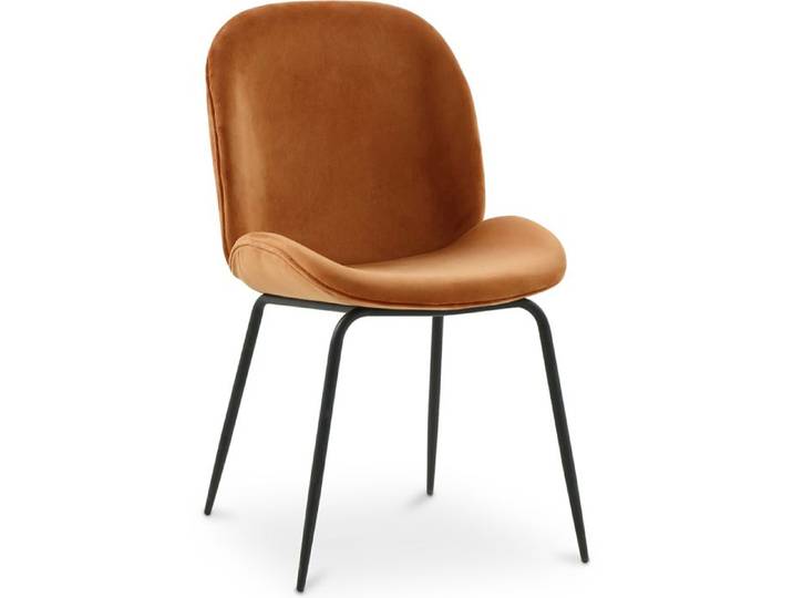 Chaise à manger accent velours tapissée scandi retro design - Cyrus Brique