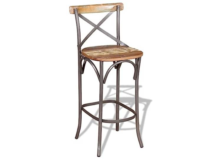 NLQMSU Barhocker, massives Erholungsholz, handgefertigt Recyceltes Teakholz, Mango-Akazienholz, handgefertigt, gewachst, Vintage-Stil, für den Innenbereich, robust und elegant