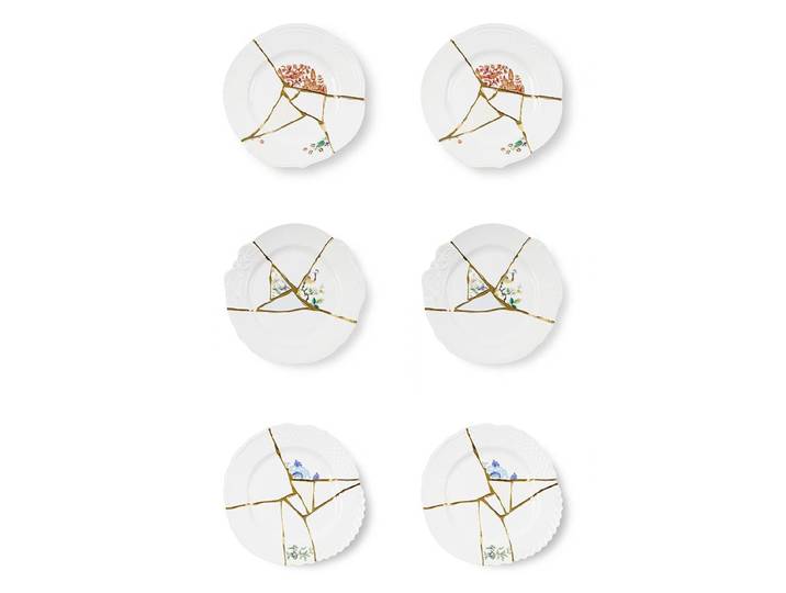 SELETTI set de 6 assiettes de diner KINTSUGI