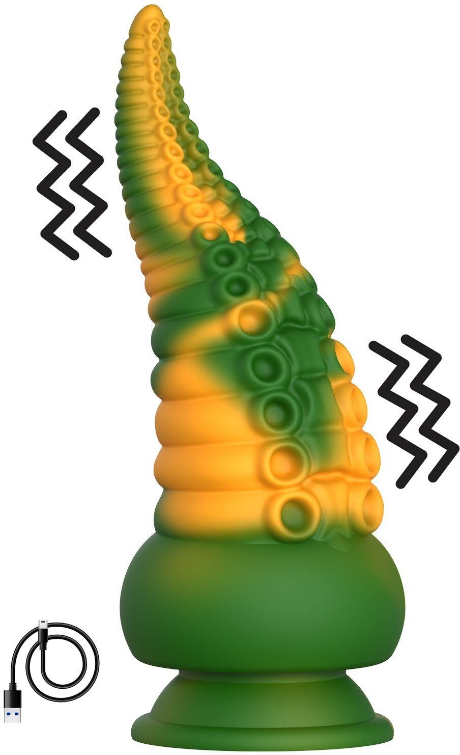 NV TOYS Gode ventouse tentacule Kraken vibrant 21 cm vert et jaune USB - WS-NV101