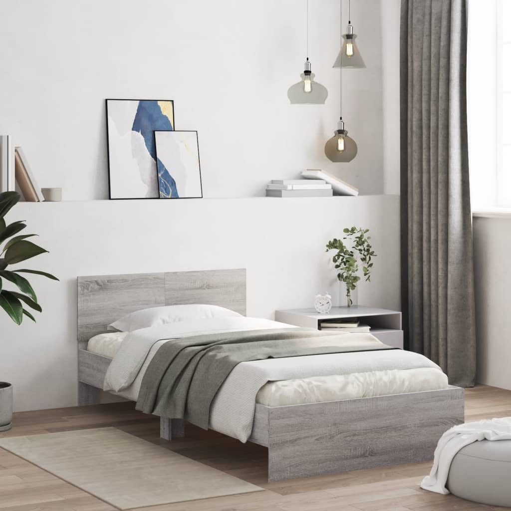 vidaXL Bed Frame Grey Sonoma 100 x 200 cm