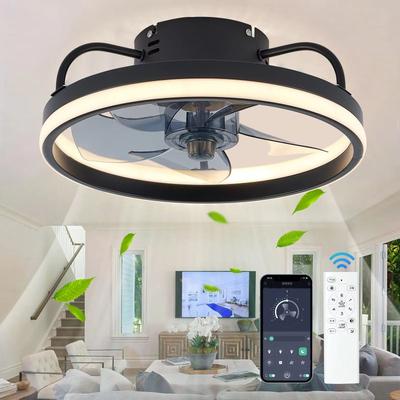 Inspired Finds LED Ceiling Fan With Remote Control Silent Smart Ceiling Light Fan For Bedroom And Living Room Decor black