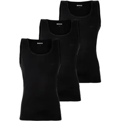 BOSS Herren Unterhemden, 3er Pack, gerippt - Tank Top RibClassic, Rundhals, Baumwolle Schwarz / L