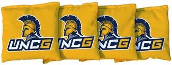 Skip's Garage North Carolina Greensboro Spartans Yellow Cornhole Bags