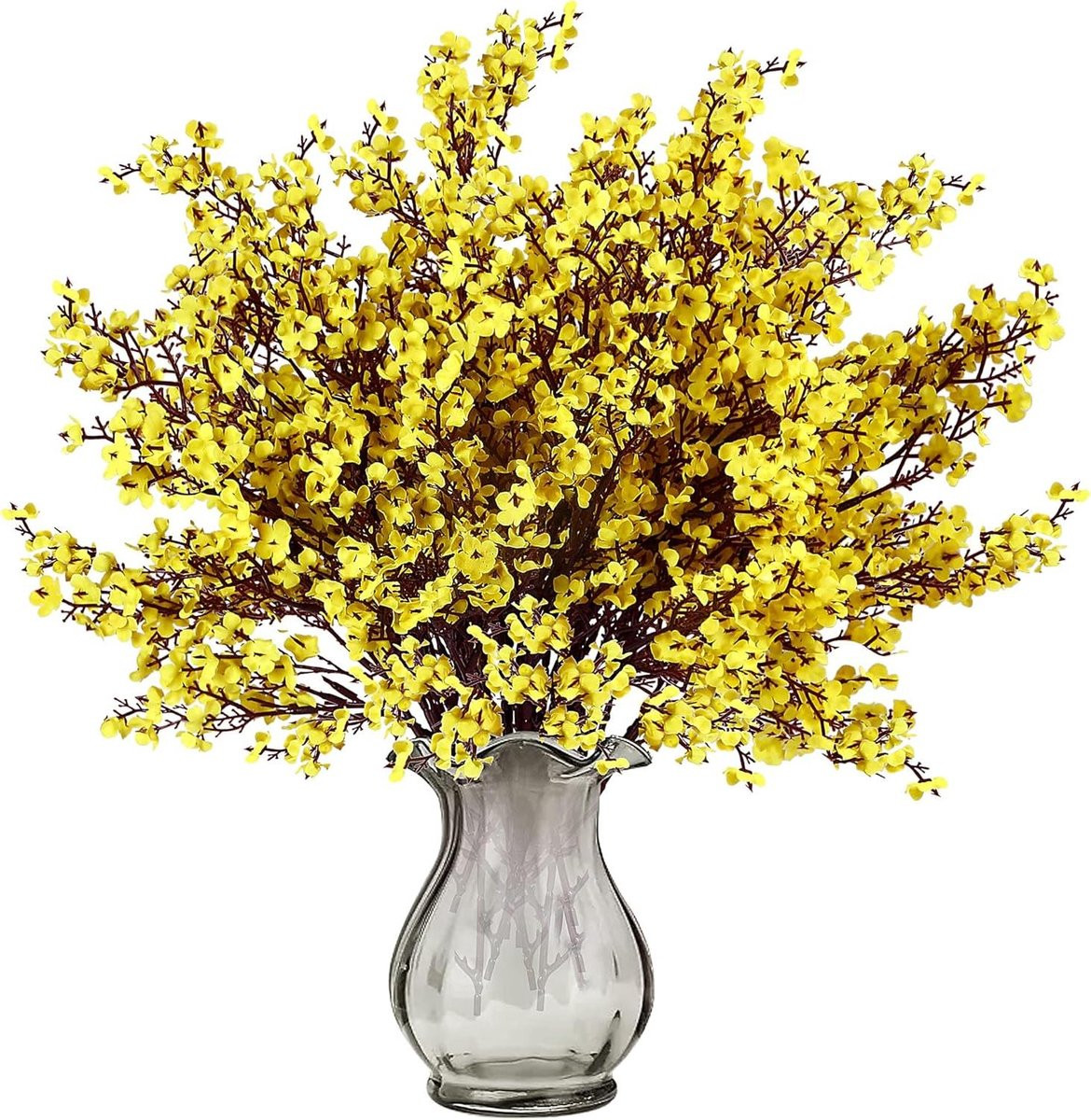 Geel Kunstbloemen Boeket Baby's Adem Nep Gypsophila met Zijde Look voor Huisdecoratie, 48 cm