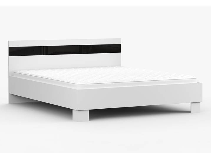 Bett 160x200 LUCCA Weiß Weiß + Schwarz Semigloss