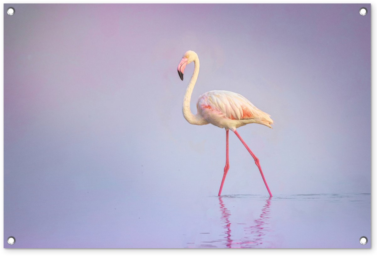 Tuindecoratie Flamingo Tuinposter - Roze - 90 x 60 cm