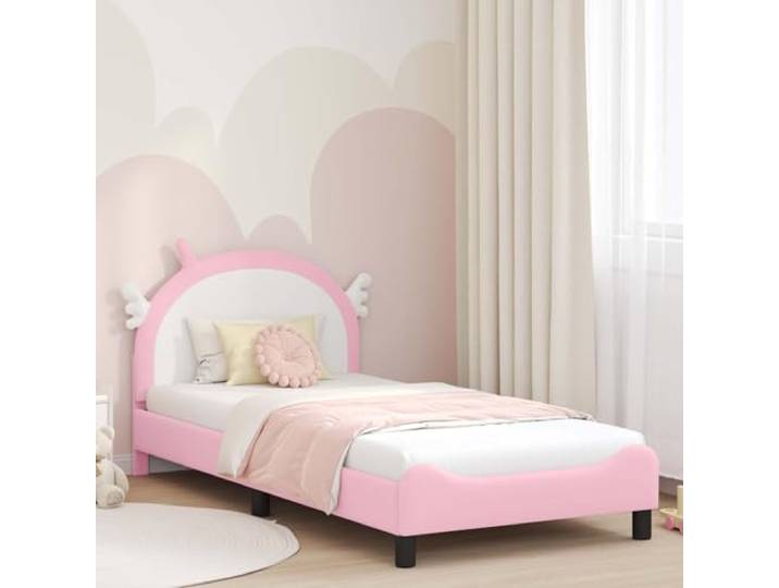 modernes Design mit klaren Linien Kinderbettgestell Rosa 80 x 200 cm Kinderbettgestell mit Kopfteil Rosa 80x200 cm PU Lattenrost Modernes Einzelbett Stauraum Komfort
