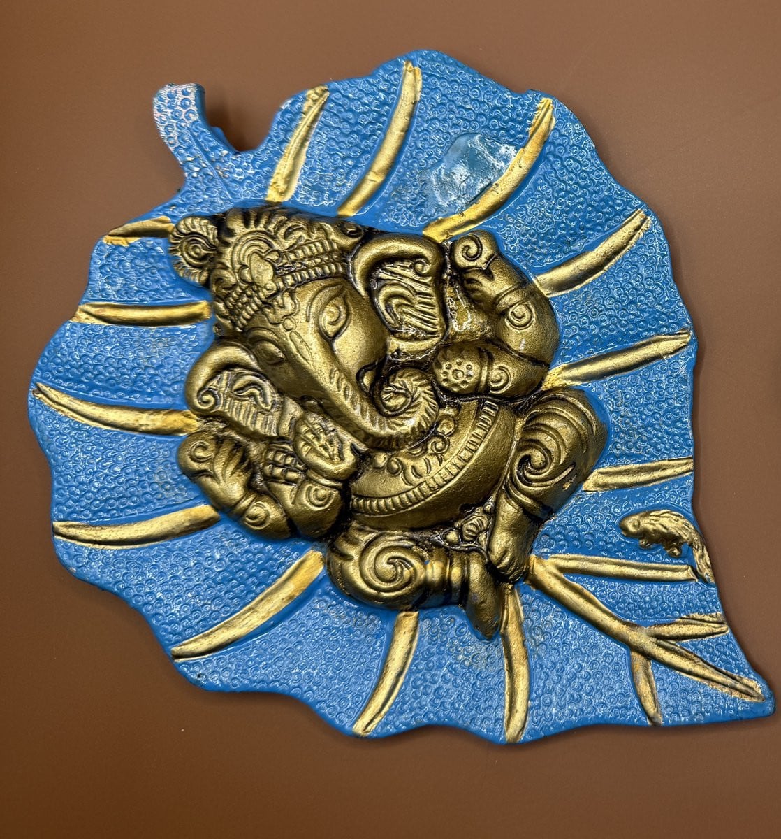 Lord Ganesha Wanddecoratie op Blauwe Pan Patta