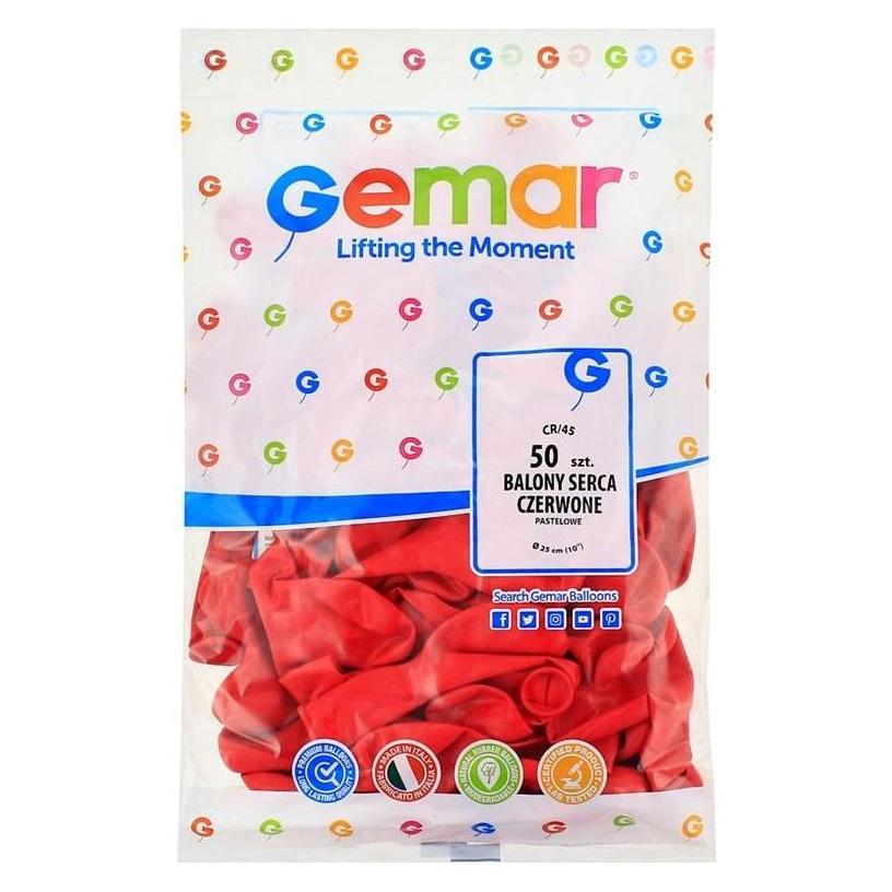 GoDan Luftballons CR17 grosse Pastellherzen - rot 45 (50x) (CR17/45)
