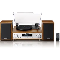 Lenco MC-160WD - HiFi Stereoanlage mit Plattenspieler, DAB+/FM-Radio und Bluetooth® - Holz