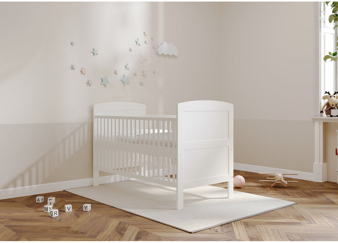 VICULII Reggie White Cot Bed with Mattress 140x70x10cm White Standard