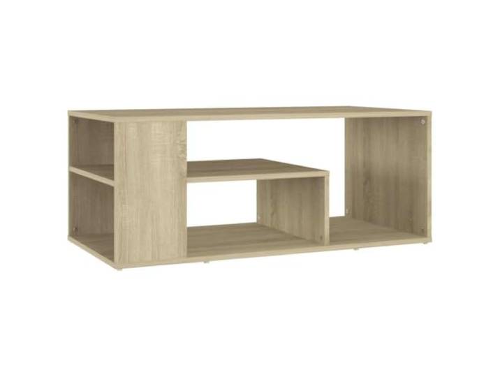 Roanoer Couchtisch Sonoma-Eiche 100x50x40 cm Holzwerkstoff Stabiler Wohnzimmertisch mit integriertem Regal für Bücher und Snacks, pflegeleichte Oberfläche.