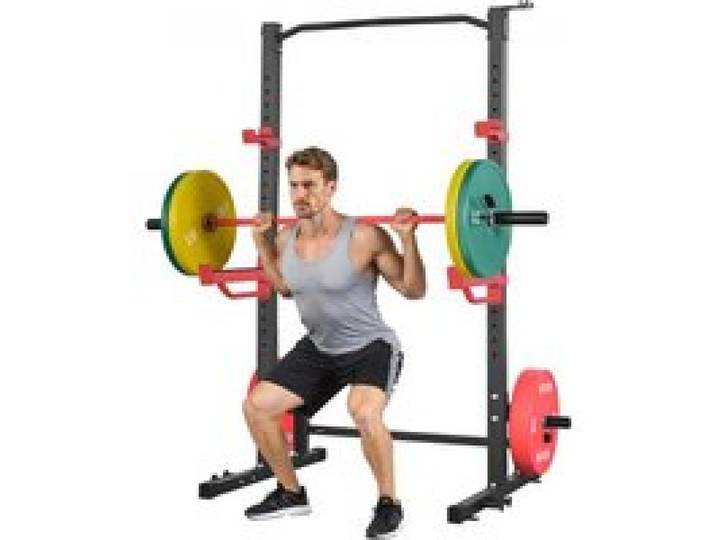 VEVOR Power Cage Squat Rack 454 kg Belastbar, multifunktionales Power Rack für Heimfitnessstudio mit 4 Bandhalterungen & verstellbarem J-Haken & Sicherheitsstangen für Klimmzüge mit Langhantel