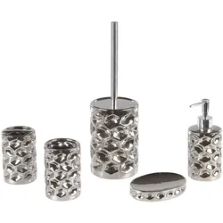 BADEZIMMER Set 5-teilig Keramik silber Tirua