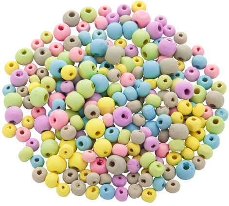 Holzperlen-Mix, pastell, 6–8 mm Ø, 50 g