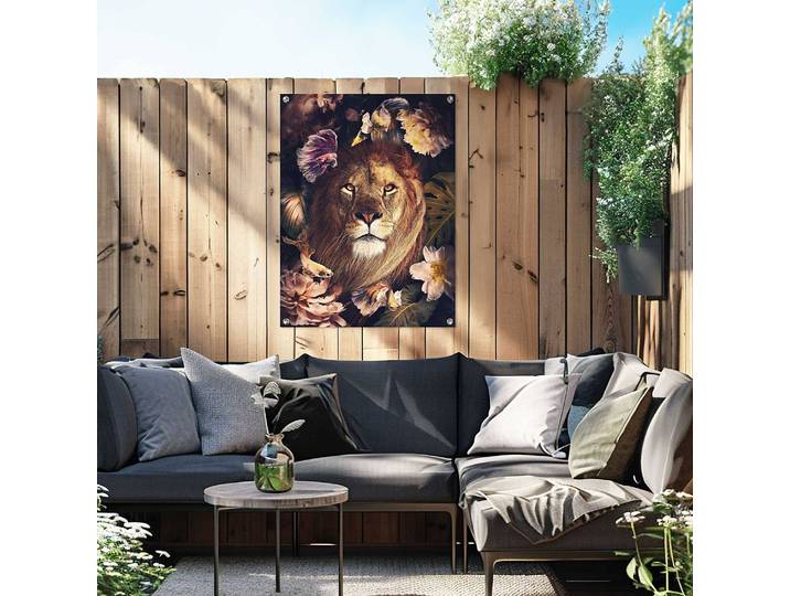 home24 Outdoor-poster Jungleleeuw PVC bruin/bruin 60 x 80 x 0cm