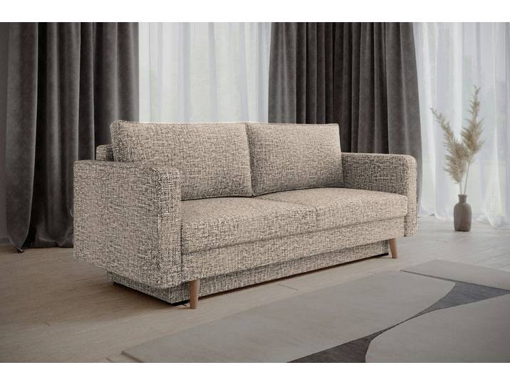 MOEBLO Sofa Marbella, modernes Schlafsofa 3-Sitzer Sofa mit Strukturstoff, Bettkasten & Liegefunktion, elegantes Design, hoher Sitzkomfort & stilvolle Gemütlichkeit, Couch Polstermöbel Sitzmöbel Wohnzimmermöbel Stoffsofa, (BxHxT): 232x90x97 cm