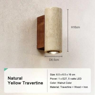 Uplift Picks Natural Yellow Travertine LED Wall Sconce Modern Stone Accent Light 14 white Light