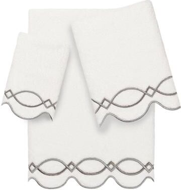 Authentic Hotel and Spa 100% Turkish Cotton DIAMOND CHAIN Scallop Embellished Towel Collection