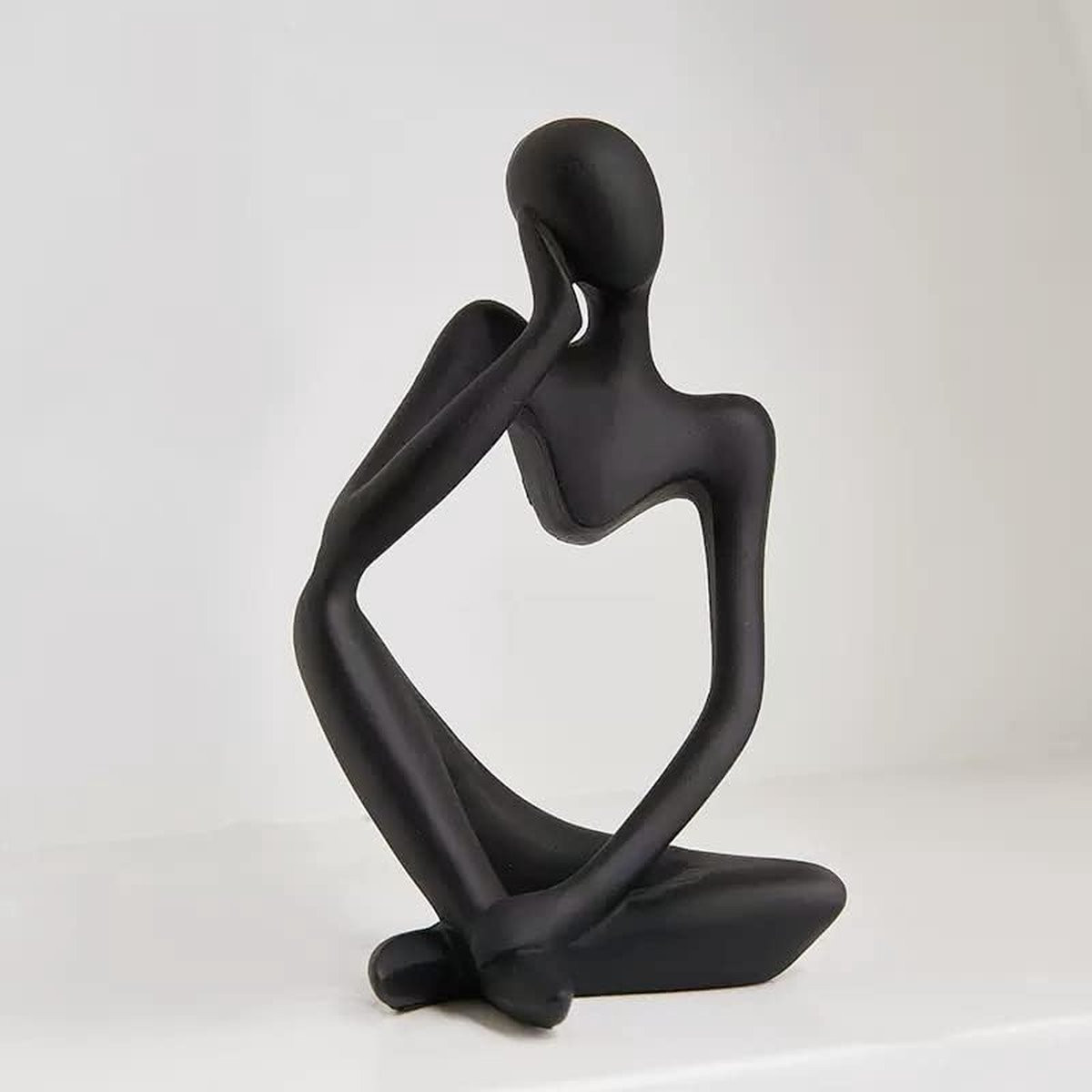Abstract houthars beeldje Denker stijl - Zwart - Moderne decoratie voor op een tafelblad