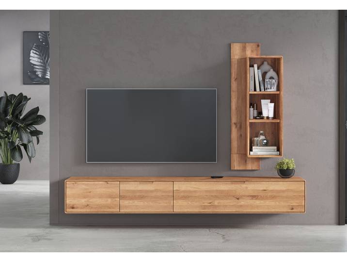 Massive TV-Kombination Donna aus Wildeiche mit optionalem Wandboard – Montierte Lieferung – 3%-Vorkasse-Rabatt