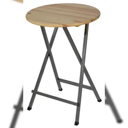 METRO PROFESSIONAL Bistro Stehtisch klappbar, Stahl/Kiefernholz, Ø 78 x 110 cm, rund, braun