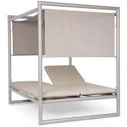 Gartendaybed Konnor aus Aluminium, modern, verstellbare Rückenlehne, gepolstert, beige taupe